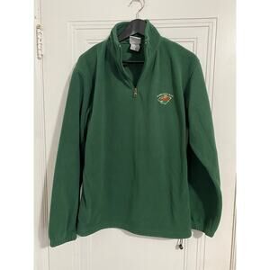 Minnesota Wild NHL Hockey Green 1/4-Zip Fleece Sweatshirt Size M